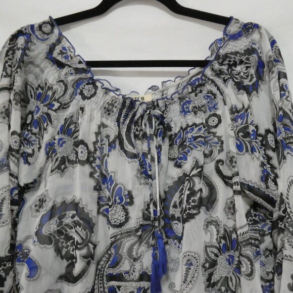 Y2K - LOVESTITCH | medium | Paisley Print Bohemian Blouse | Lace Up Neck - Picture 4 of 15
